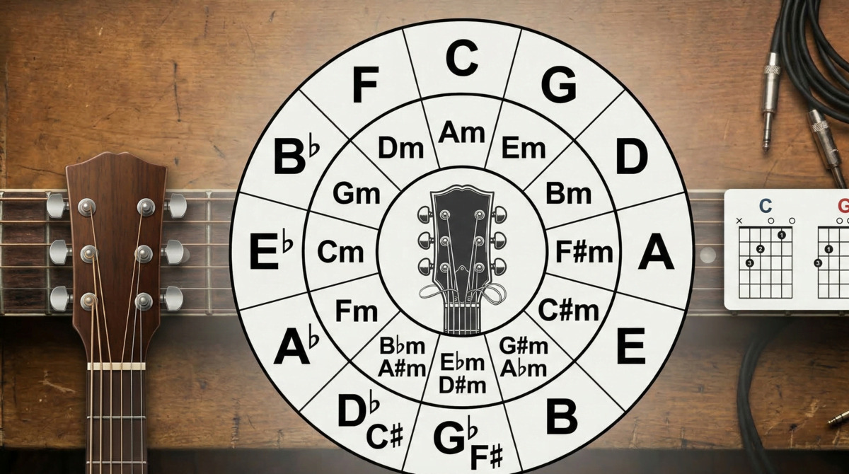 Círculo de quintas guitarra: qué es y cómo usarlo paso a paso
